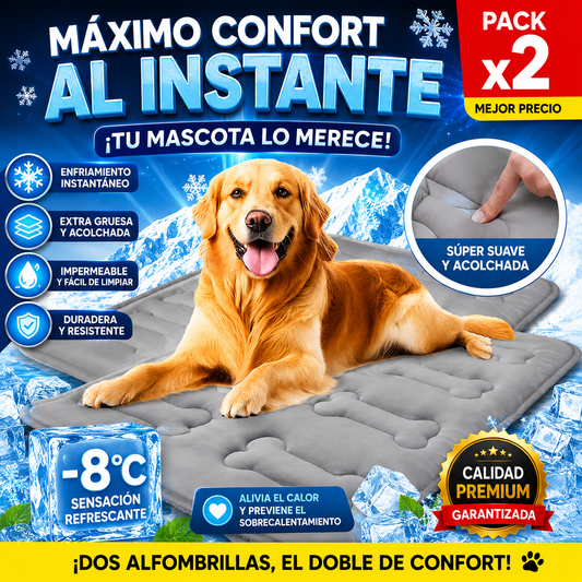 ❄️ Pack de 2 Alfombrillas Refrescantes para Perros y Gatos | Efecto Frío Instantáneo, Lavables y Antideslizantes
